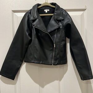 New✨Tahari ✨girls faux black leather moto jacket size 8